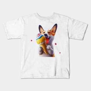 Dog eating ice cream Kids T-Shirt